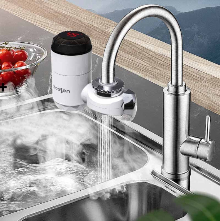 Zoosen Electric Hot Water Faucet Connection Type Instant Hot Water Faucet CN Plug, Style:White + Leak Protection