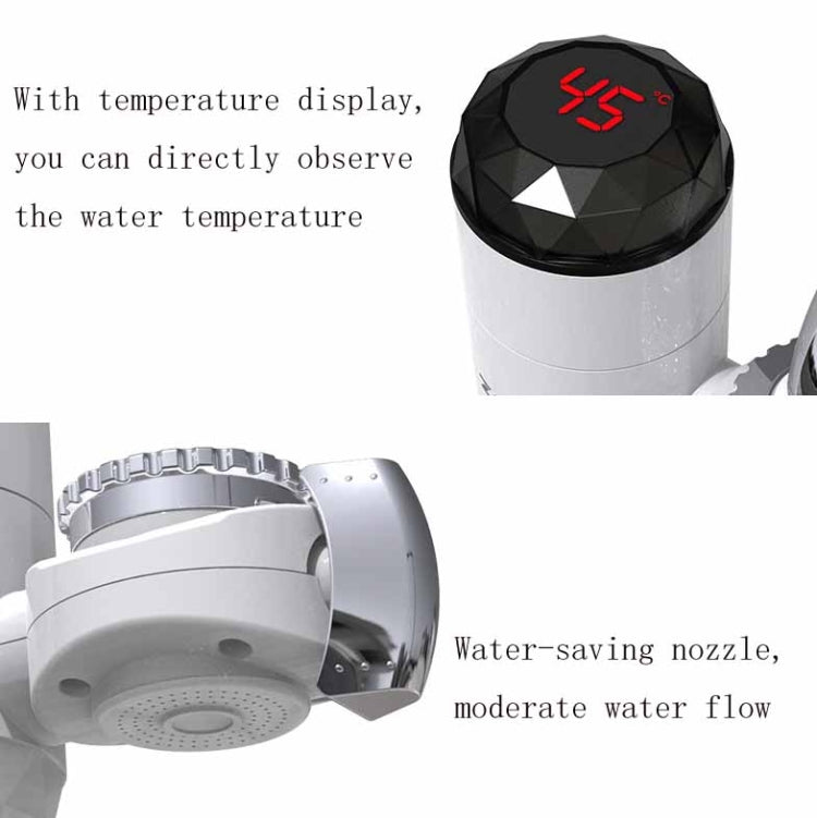 Zoosen Electric Hot Water Faucet Connection Type Instant Hot Water Faucet CN Plug, Style:White + Leak Protection
