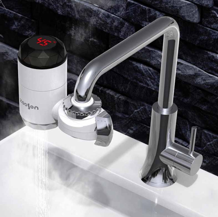 Zoosen Electric Hot Water Faucet Connection Type Instant Hot Water Faucet CN Plug, Style:White + Leak Protection