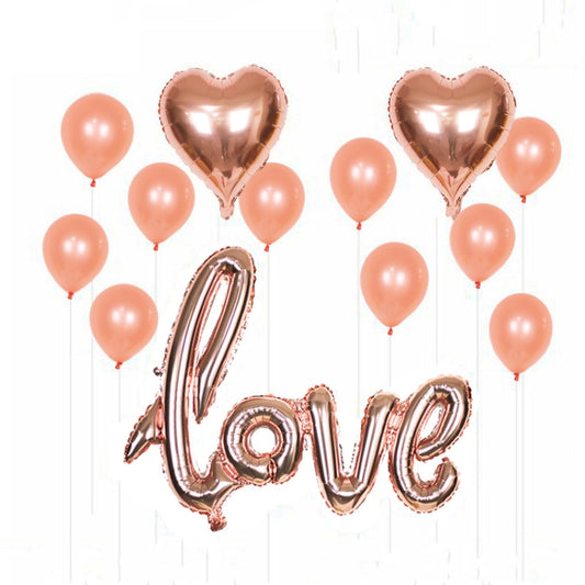 1 Set LOVE Aluminum Foil Balloon Decoration Set Wedding Wedding Wedding Venue Layout Balloons, Style:LOVE + 2 Heart Shape + 5 Sequins 5 Latex