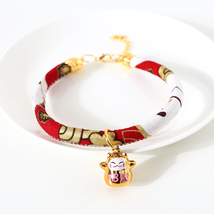 Lucky Cat Copper Bell Adjustable Pet Cat Dog Collar Necklace
