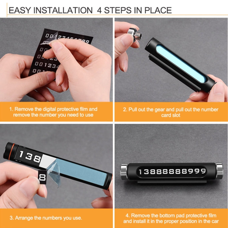 Rotating Luminous Car Parking Card with Magnetic Design and Phone Number Display