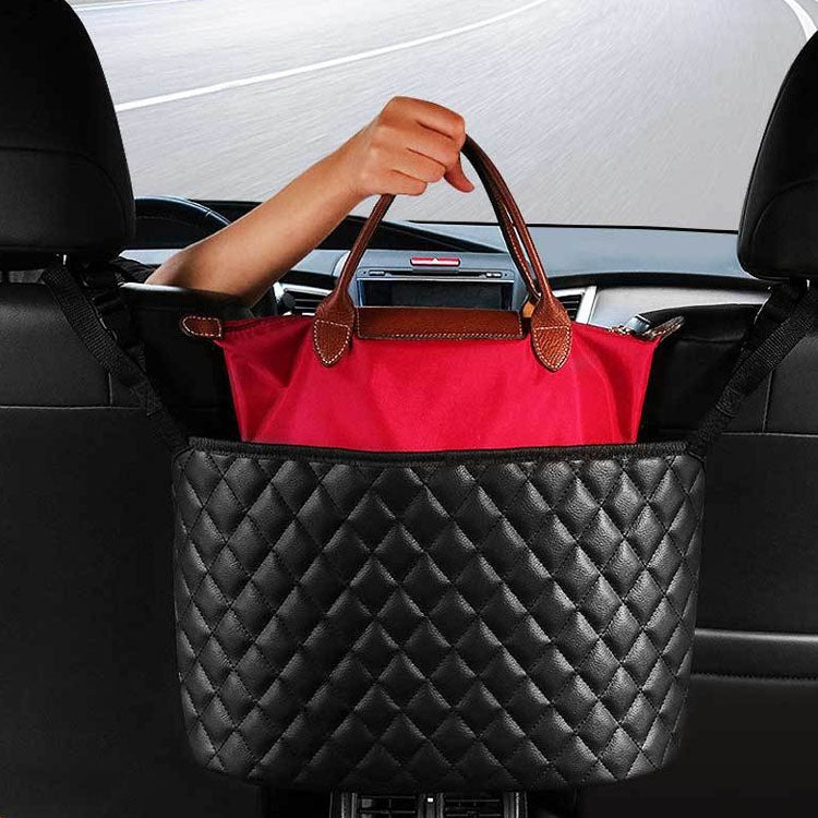 Versatile Car Storage Net Pouch for Easy Access – Universal Leather Organiser for Your Vehicle