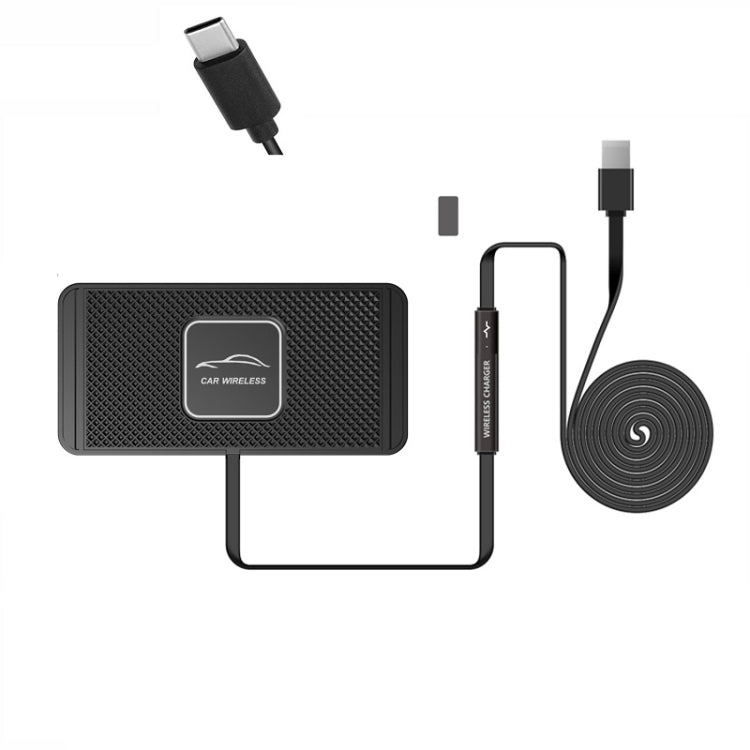 15W QI Wireless Car Charger with Anti-Slip Mat and TYPE-C Interface