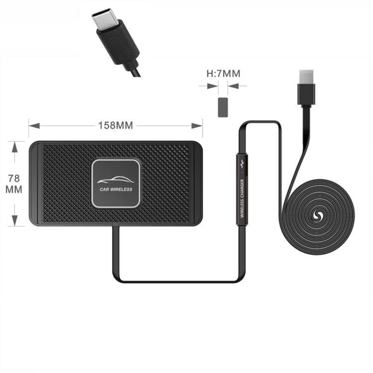 15W QI Wireless Car Charger with Anti-Slip Mat and TYPE-C Interface