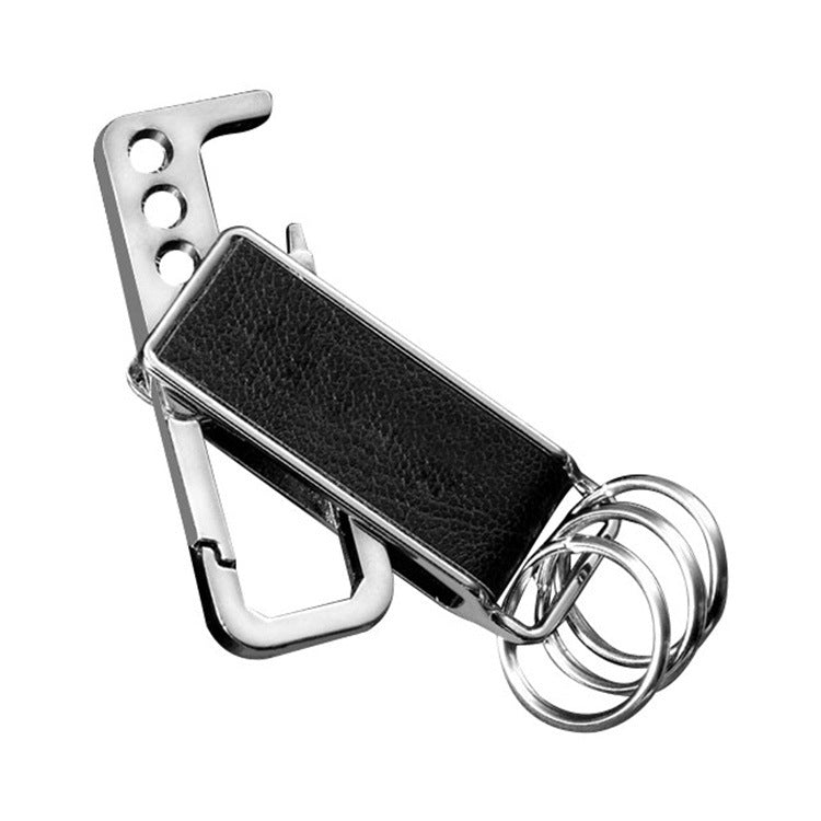 Lychee Design Leather Double Ring Corkscrew Keyring - 3 Pack