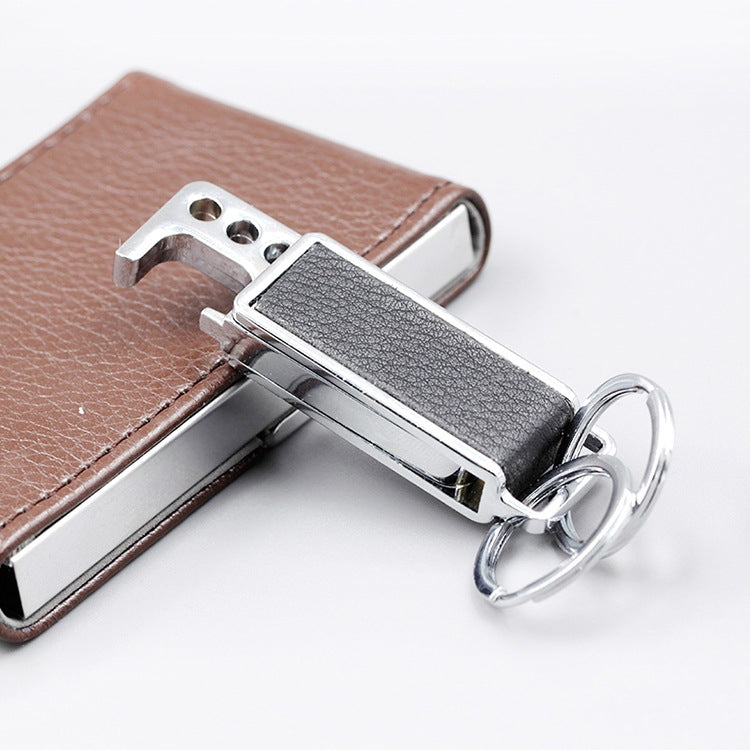 Lychee Design Leather Double Ring Corkscrew Keyring - 3 Pack