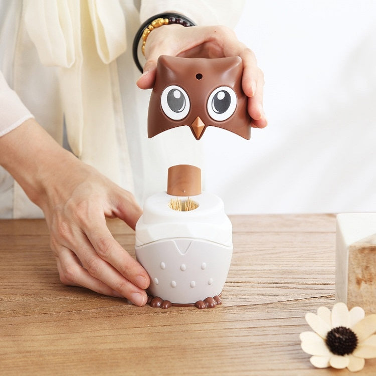 Plastic Owl Press Type Automatic Toothpick Box