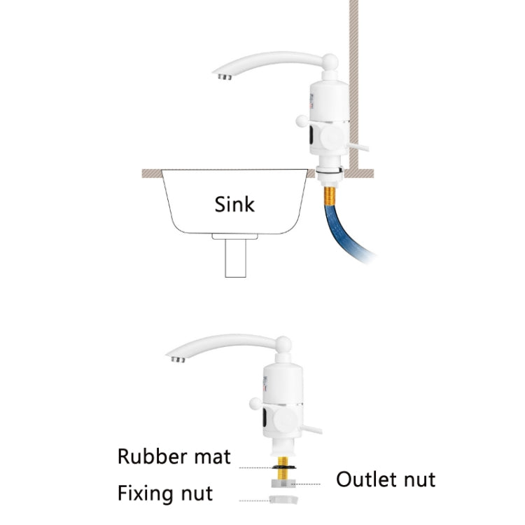 Digital Display Electric Heating Faucet Instant Hot Water Heater EU Plug