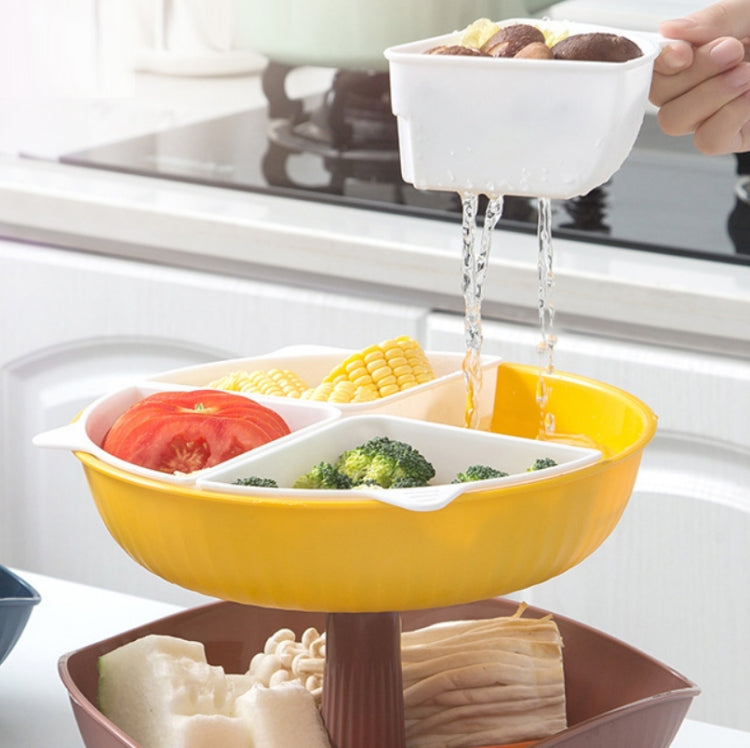 Vegetable Washing Draining Basket Split-Grid Rotating Multi-Layer Hot Pot Platter