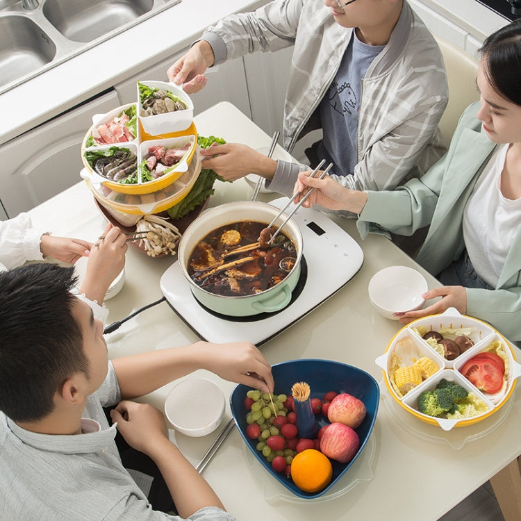 Vegetable Washing Draining Basket Split-Grid Rotating Multi-Layer Hot Pot Platter