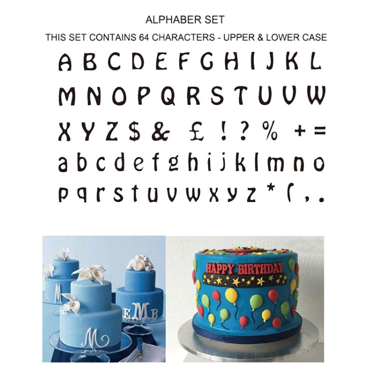 64 in 1 Plastic English Alphabet Symbol Cake Biscuit Mold Set