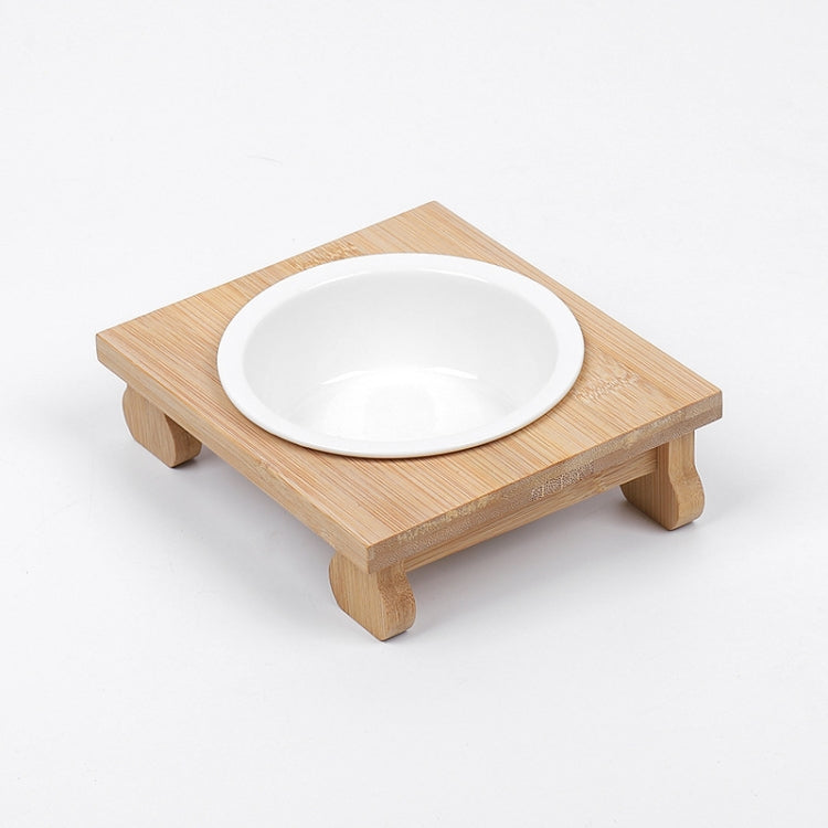 Bamboo And Wood Ceramic Cat Bowl Pet Supplies