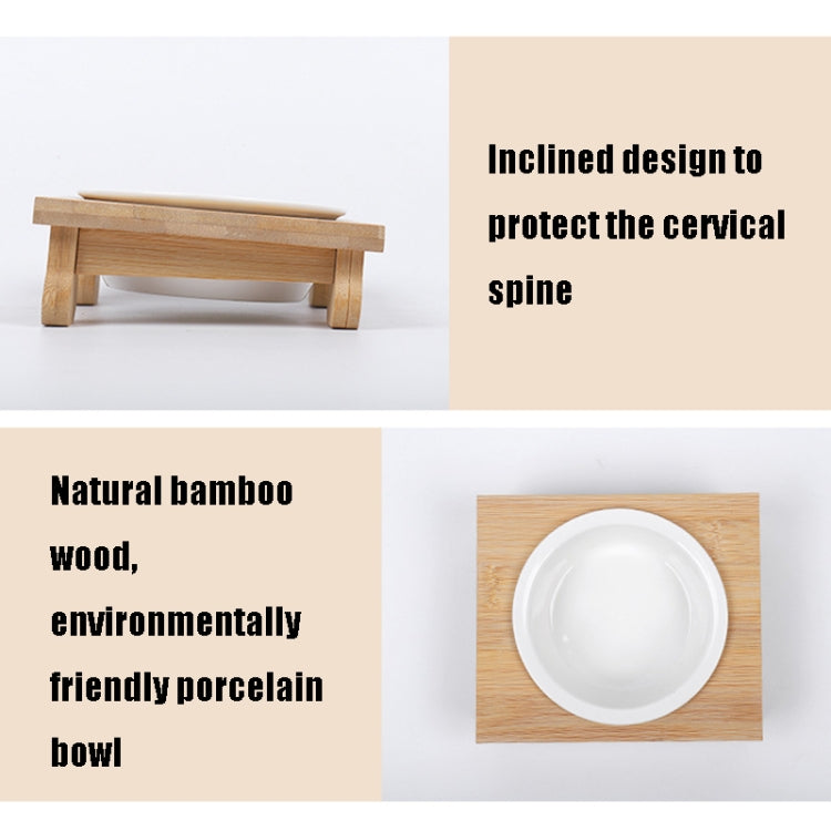 Bamboo And Wood Ceramic Cat Bowl Pet Supplies