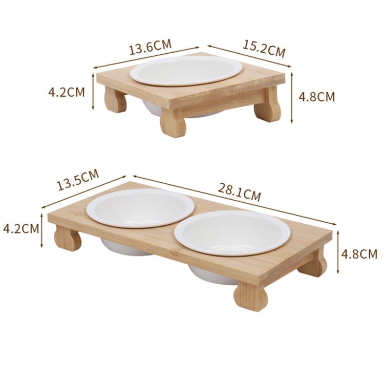 Bamboo And Wood Ceramic Cat Bowl Pet Supplies