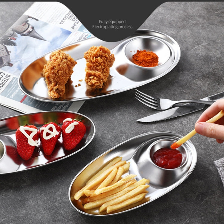Stainless Steel Seasoning Plate Split Plate Sauce Plate Hotel Barbecue Snack Plate Small
