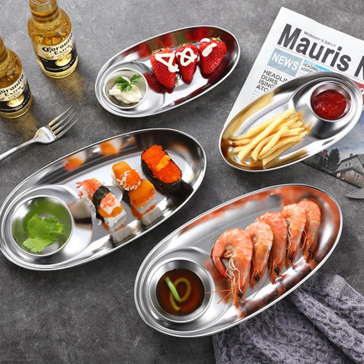 Stainless Steel Seasoning Plate Split Plate Sauce Plate Hotel Barbecue Snack Plate Small