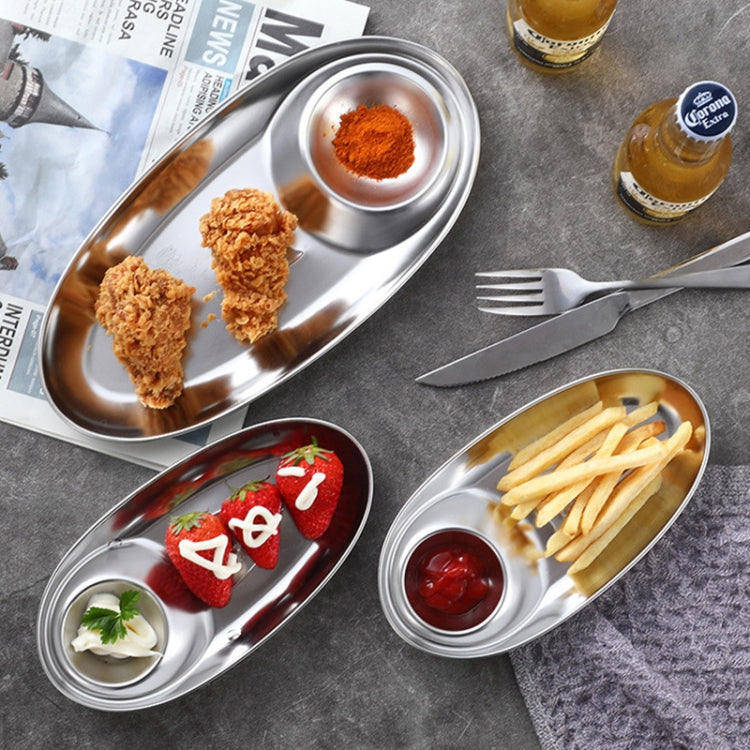 Stainless Steel Seasoning Plate Split Plate Sauce Plate Hotel Barbecue Snack Plate Small