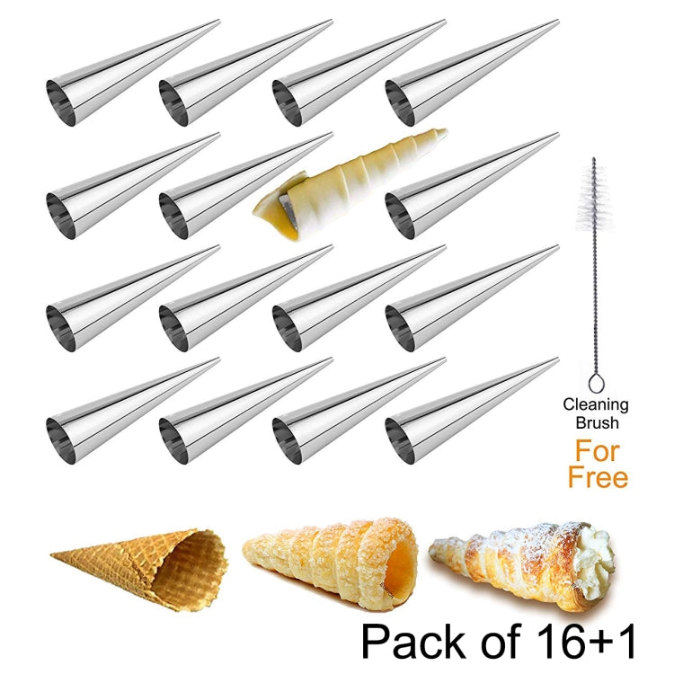 17 in 1 Ice Cream Crispy Mold Set Stainless Steel Conical Roller Croissant Tool