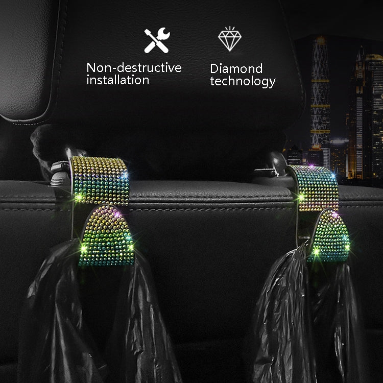 Elegant Diamond-Studded Multi-Purpose Car Seat Hooks - 3 Pack