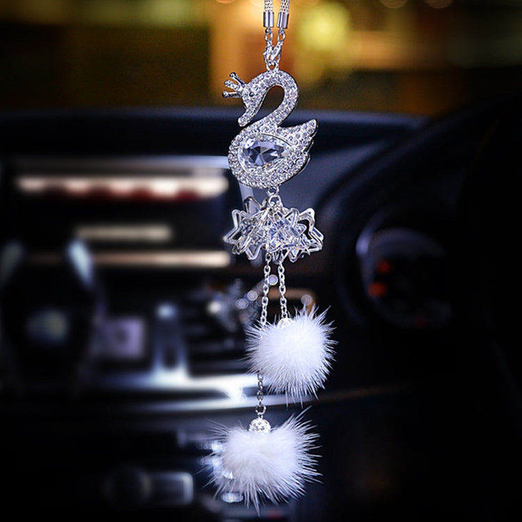 Elegant Crystal Swan Pendant for Car Rearview Mirror Decor