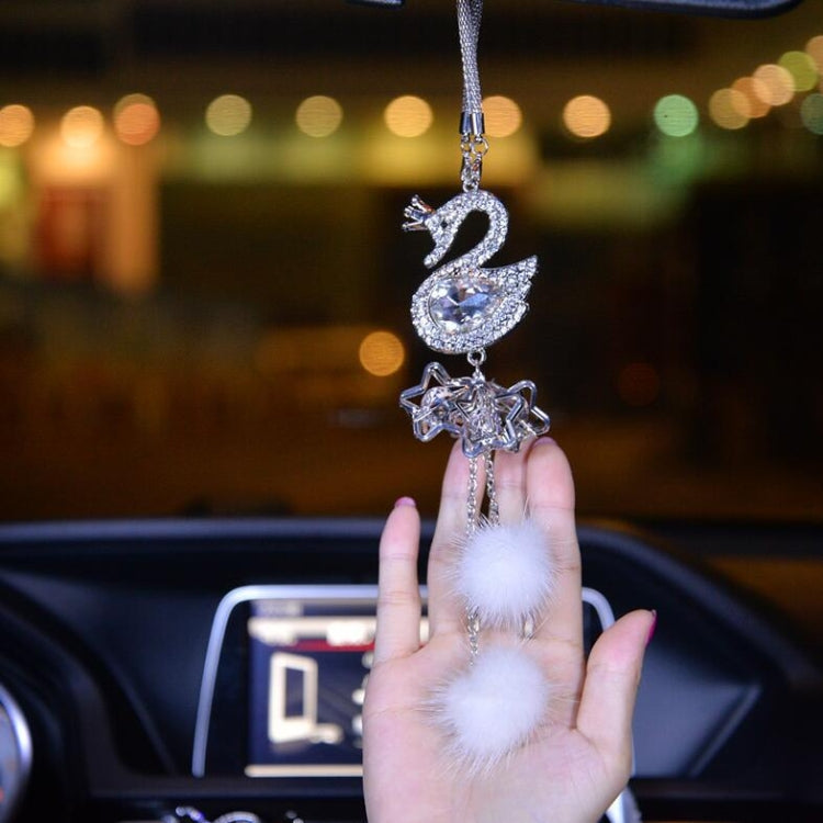 Elegant Crystal Swan Pendant for Car Rearview Mirror Decor