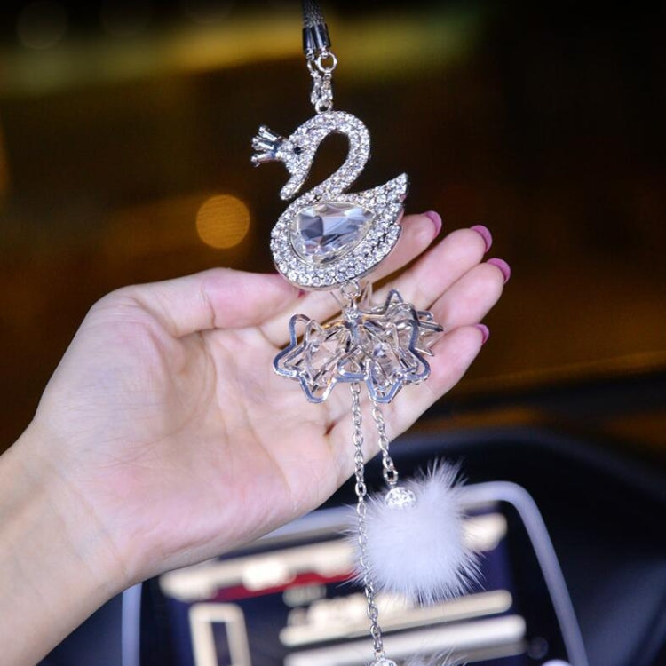 Elegant Crystal Swan Pendant for Car Rearview Mirror Decor