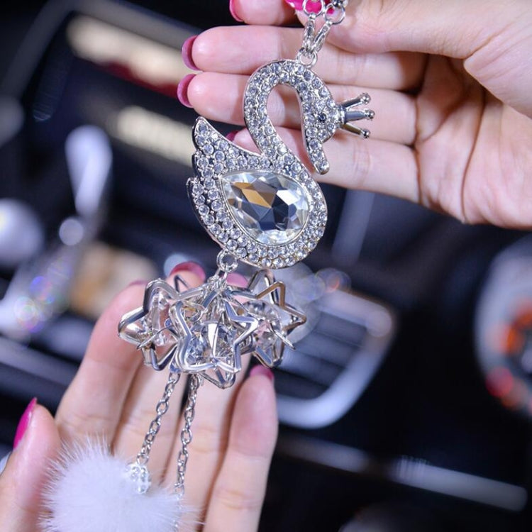 Elegant Crystal Swan Pendant for Car Rearview Mirror Decor