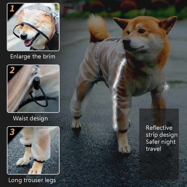 Dog Raincoat Four Foot Waterproof Transparent Reflective Poncho