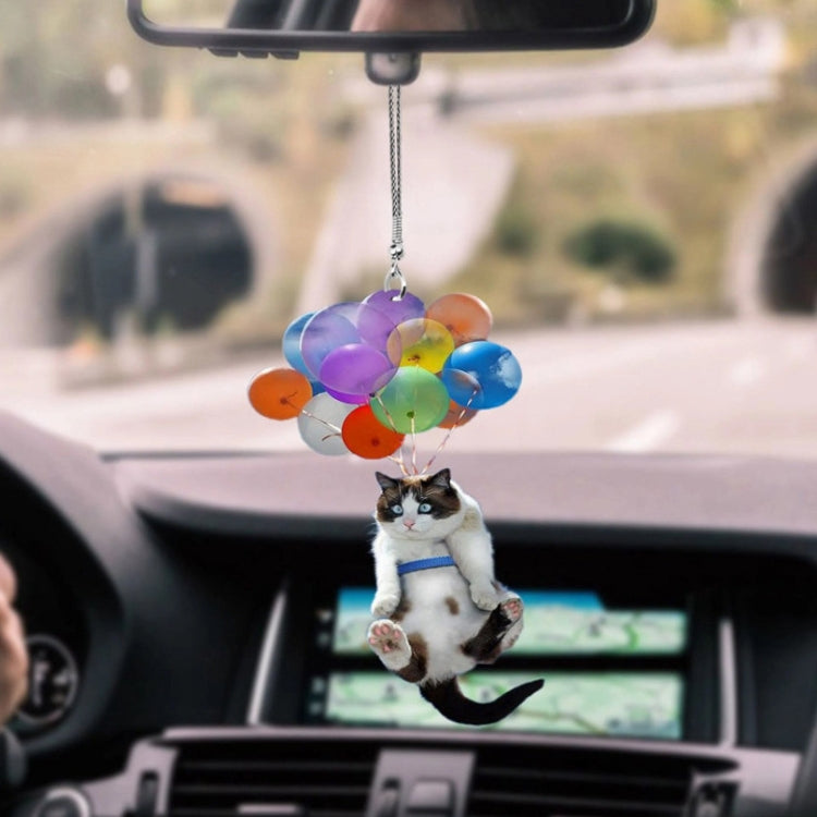 Vibrant Balloon Cat Car Charm - Set of 2 for Rearview Mirror Decor