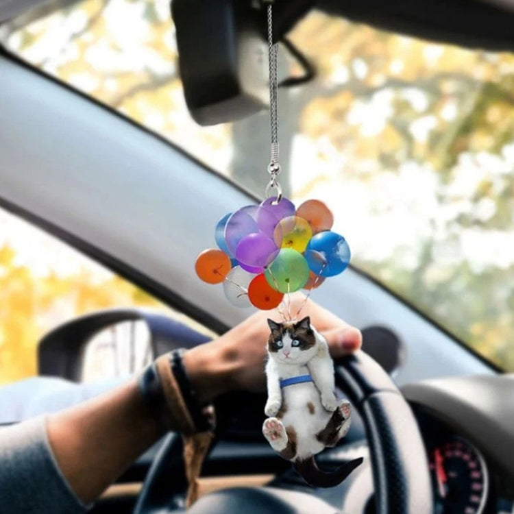Vibrant Balloon Cat Car Charm - Set of 2 for Rearview Mirror Decor