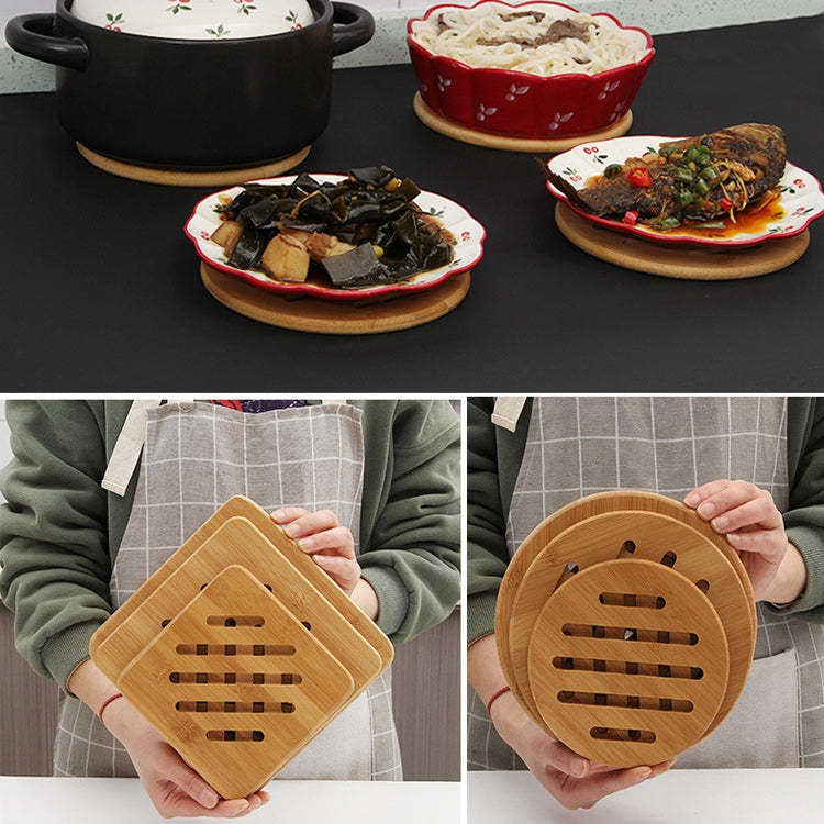 Home Dining Table Pot Cushion Cup Pad Thick Bamboo Insulation Pad Large Square 19.5cm