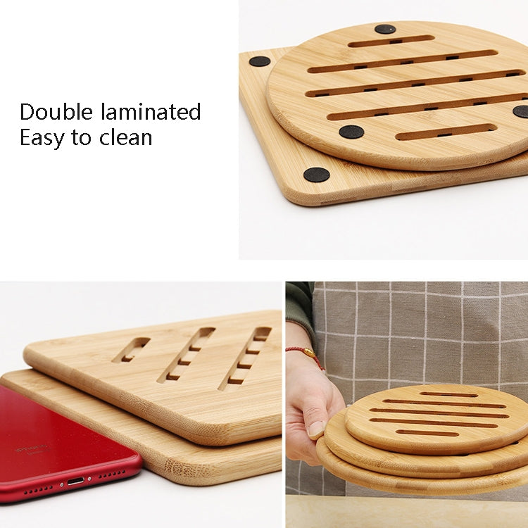 Home Dining Table Pot Cushion Cup Pad Thick Bamboo Insulation Pad Large Square 19.5cm
