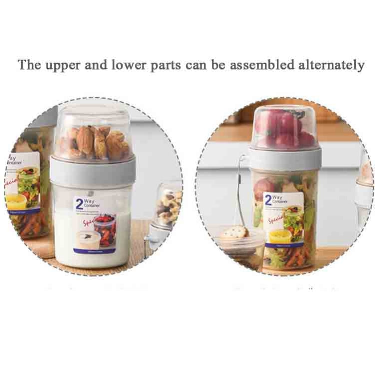 Portable Dual Storage Tank Transparent Moisture-Proof Food Sealing Storage Tank,Capacity: 310 + 760ml