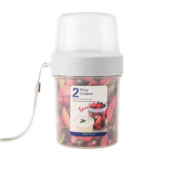 Portable Dual Storage Tank Transparent Moisture-Proof Food Sealing Storage Tank,Capacity: 310 + 760ml