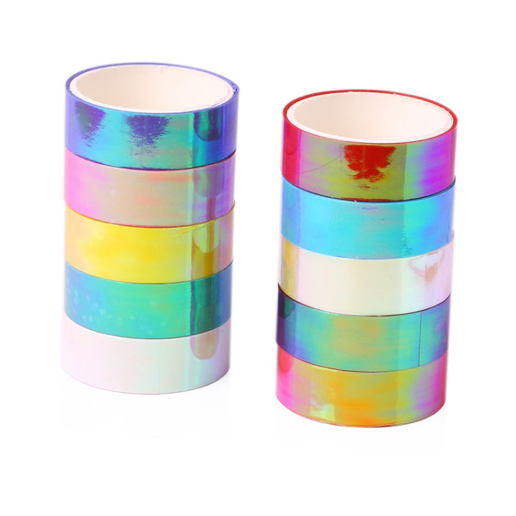 10 in 1 Colorful Laser Paper Tape Rainbow Gravity Can Tear DIY Hand Debt Decoration Beauty Sticker