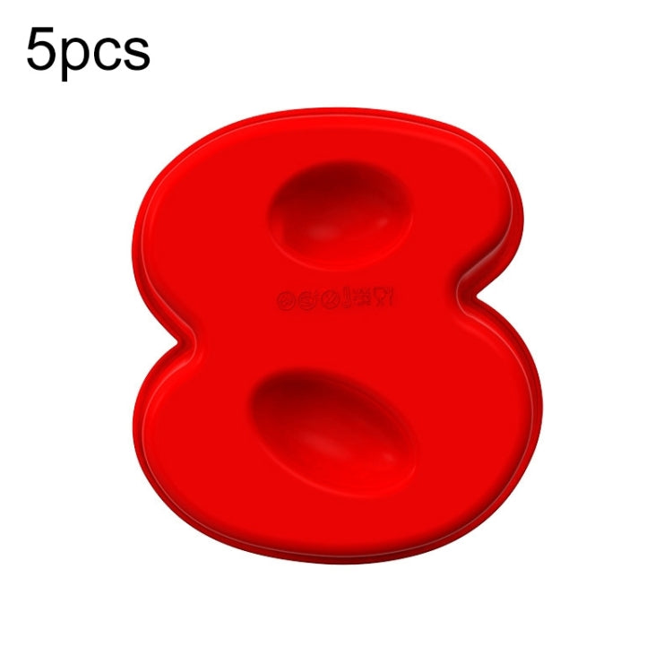 5 PCS Food Grade Silicone Cake Mould Digital Chocolate Biscuit Baking Mould