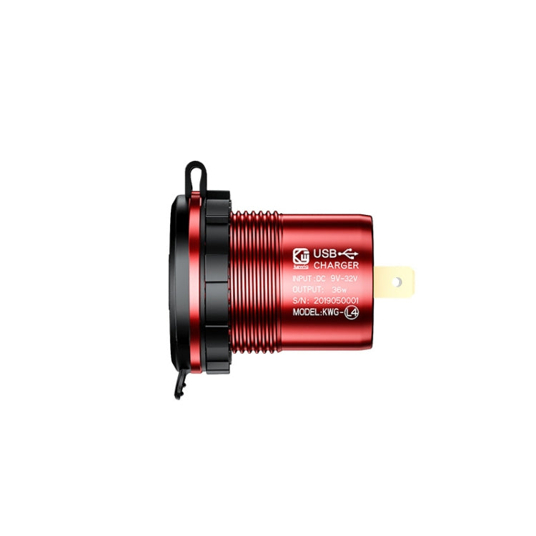 Aluminum Alloy Double QC3.0 Fast Charge With Button Switch Car USB Charger Waterproof Car Charger Specification:, Black Shell Blue Light With Terminal, Red Shell Red Light With Terminal, Blue Shell Blue Light With Terminal