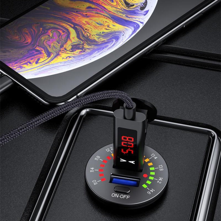 Car Motorcycle Ship Modified With Colorful Screen Display USB Dual QC3.0 Fast Charge Car Charger, P20-A With Terminal, P20-B With Terminal, P20-C With Terminal, P20-A With 60cm Line, P20-B With 60cm Line, P20-C With 60cm Line