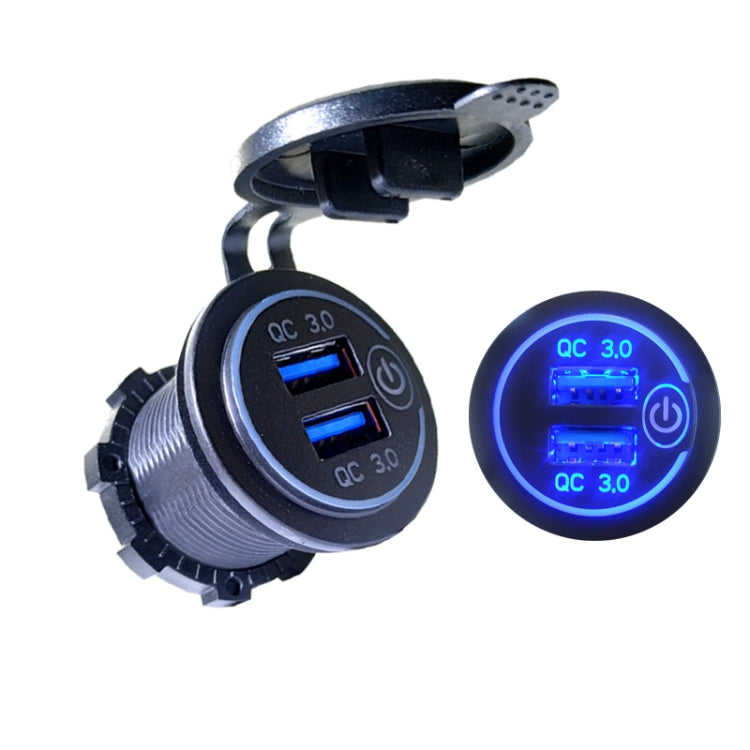 Dual USB With Touch Switch QC3.0 Fast Charge Mobile Phone Charger, Blue Light, Red Light, Green Light