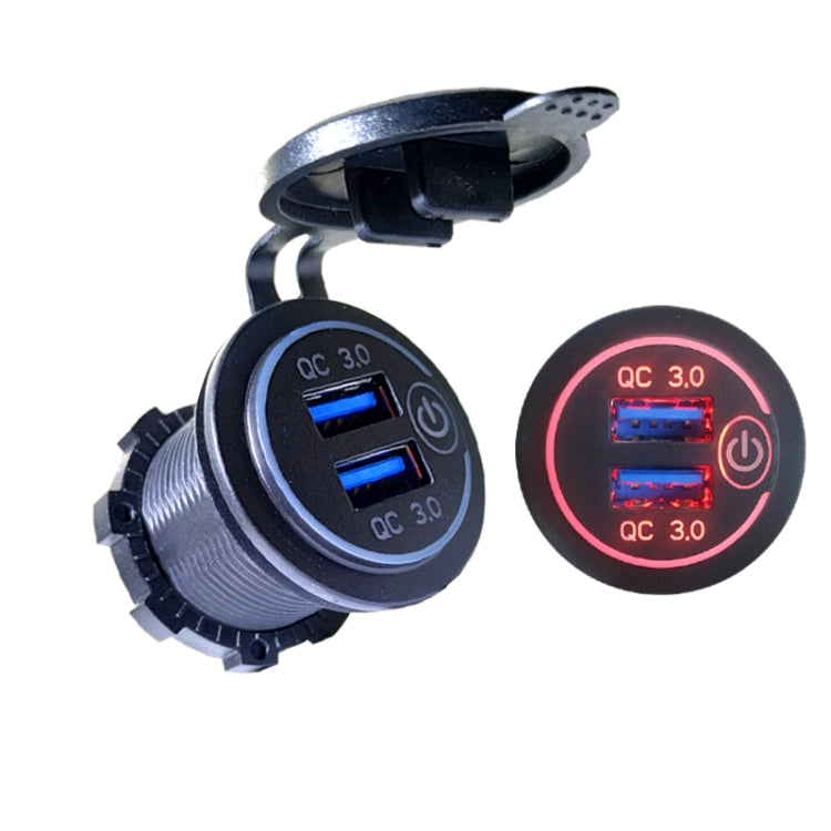 Dual USB With Touch Switch QC3.0 Fast Charge Mobile Phone Charger, Blue Light, Red Light, Green Light
