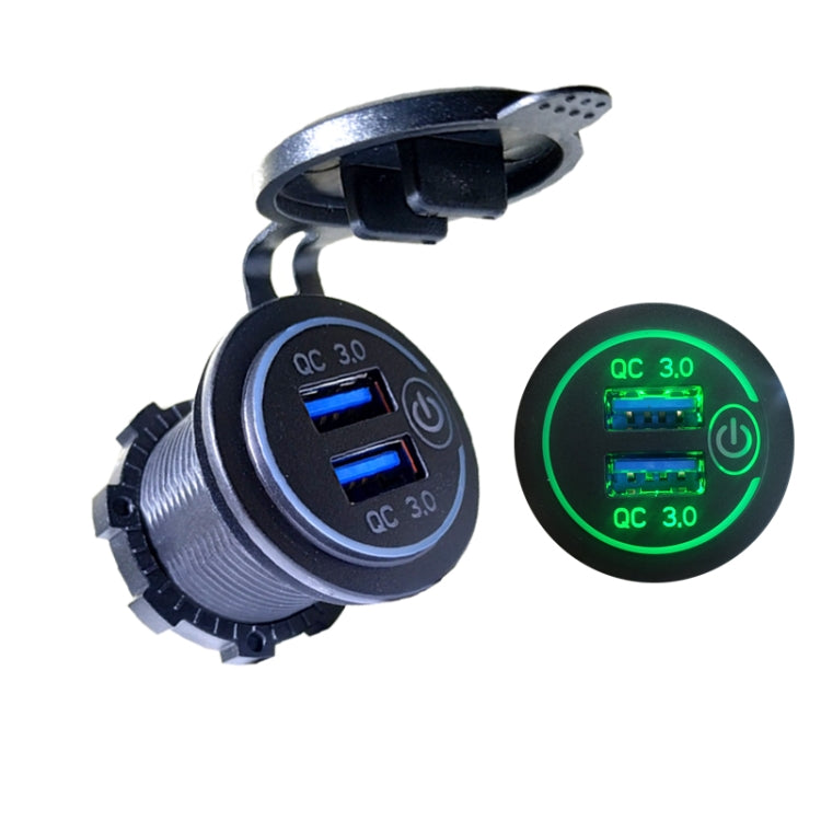Dual USB With Touch Switch QC3.0 Fast Charge Mobile Phone Charger, Blue Light, Red Light, Green Light