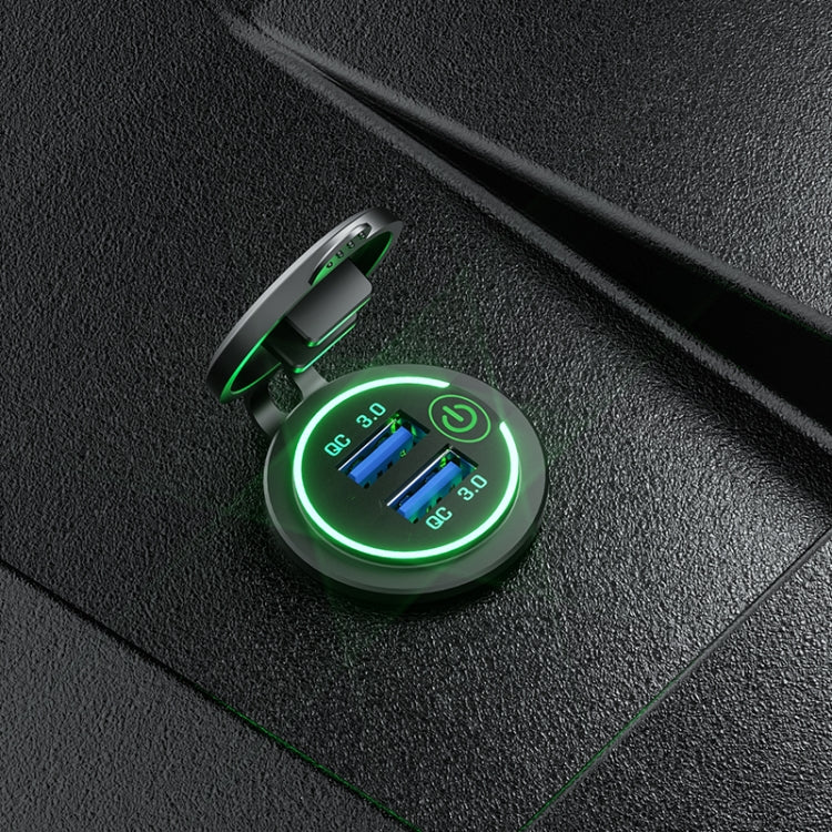 Dual USB With Touch Switch QC3.0 Fast Charge Mobile Phone Charger, Blue Light, Red Light, Green Light
