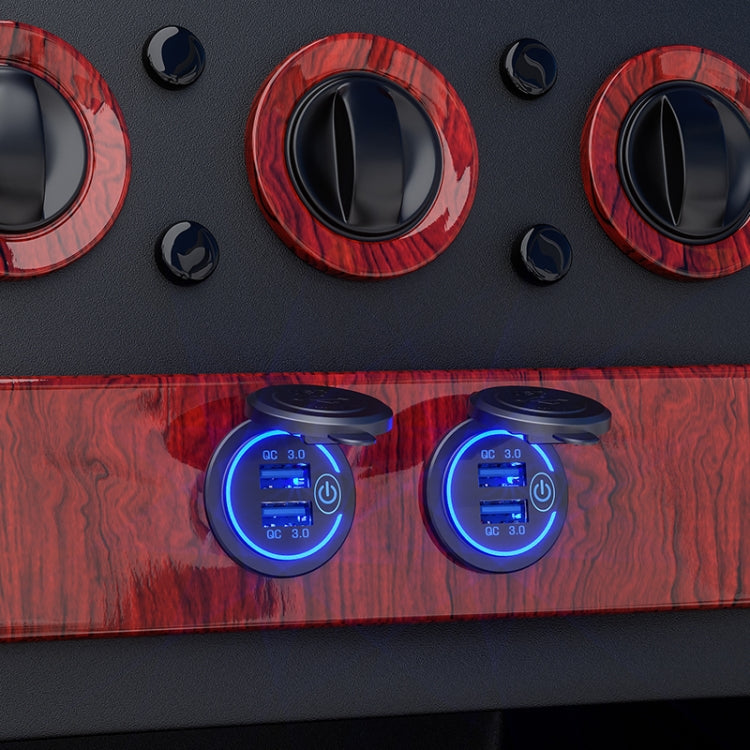 Dual USB With Touch Switch QC3.0 Fast Charge Mobile Phone Charger, Blue Light, Red Light, Green Light