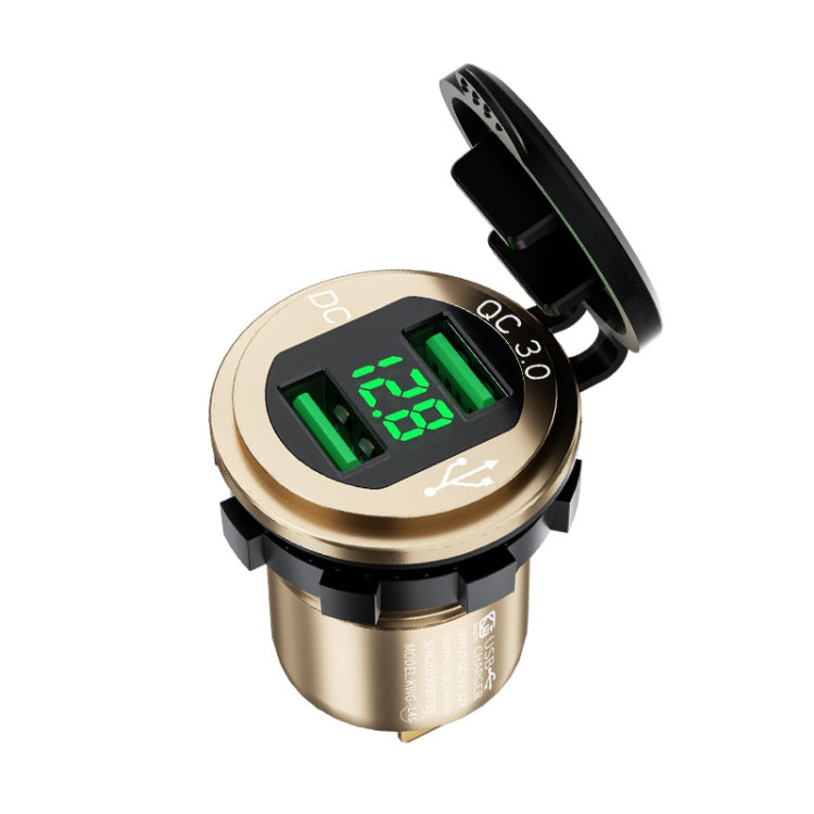 Car Motorcycle Modified USB Charger QC3.0 Metal Waterproof Fast Charge, Black Shell Blue Light, Golden Shell Green Light, Red Shell Red Light, Blue Shell Blue Light
