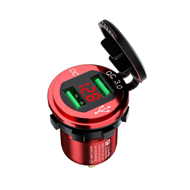 Car Motorcycle Modified USB Charger QC3.0 Metal Waterproof Fast Charge, Black Shell Blue Light, Golden Shell Green Light, Red Shell Red Light, Blue Shell Blue Light