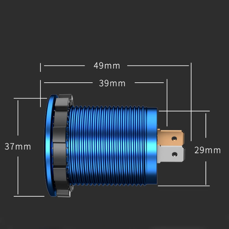 Car Motorcycle Modified USB Charger QC3.0 Metal Waterproof Fast Charge, Black Shell Blue Light, Golden Shell Green Light, Red Shell Red Light, Blue Shell Blue Light