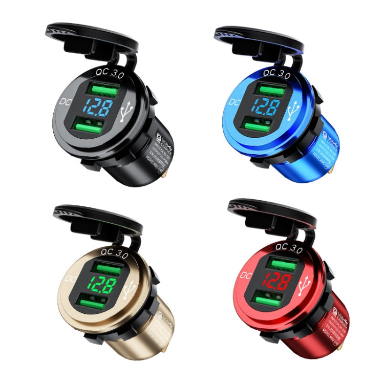 Car Motorcycle Modified USB Charger QC3.0 Metal Waterproof Fast Charge, Black Shell Blue Light, Golden Shell Green Light, Red Shell Red Light, Blue Shell Blue Light
