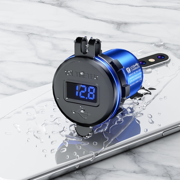 Car Motorcycle Modified USB Charger QC3.0 Metal Waterproof Fast Charge, Black Shell Blue Light, Golden Shell Green Light, Red Shell Red Light, Blue Shell Blue Light