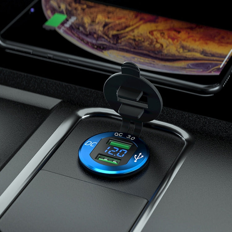 Car Motorcycle Modified USB Charger QC3.0 Metal Waterproof Fast Charge, Black Shell Blue Light, Golden Shell Green Light, Red Shell Red Light, Blue Shell Blue Light